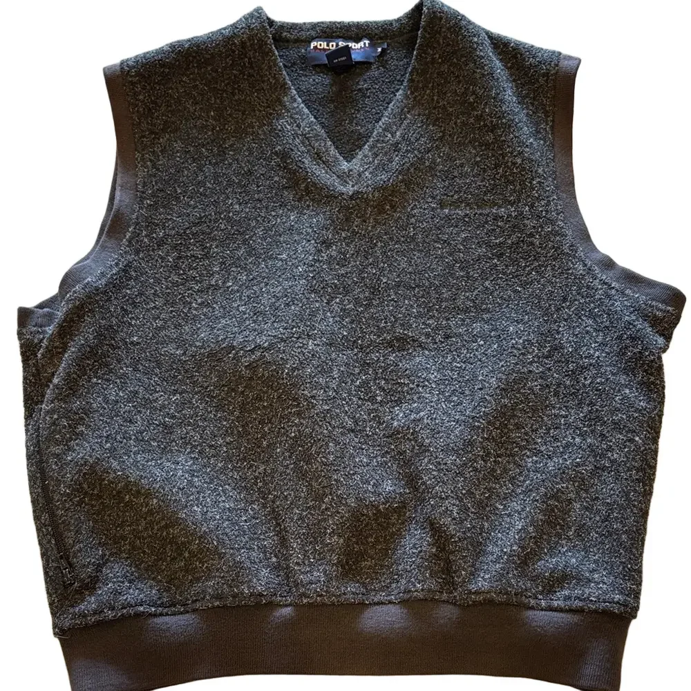 Vintage Polo Sport Ralph Lauren Gray V-Neck Sweater Vest Size M